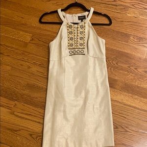 Metallic linen beaded dress